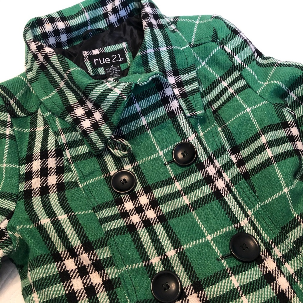 rue21 Green and Black Plaid Coat